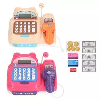 Дети играют в кассовую игрушку, забавную игрушку для кассы в супермаркете со звуками микрофона для мальчиков и девочек Pink