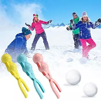 Дети играют в снежки, большой двойной мяч, зажим для снежков, лыжные клещи, зажим для ложки, устройство для игры в снег, зажим для песочного мяча, пляжные игрушки синий