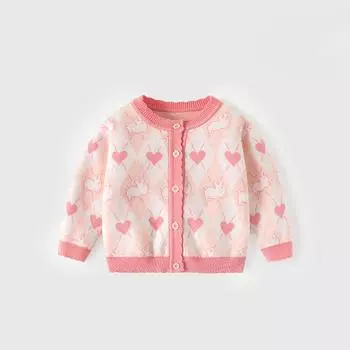 Дети любят кролика чистый хлопок свитер весна и осень девочка милый свитер кардиган пальто 73CM