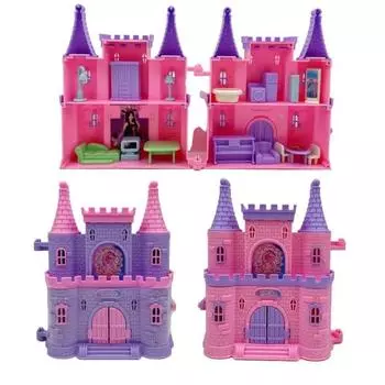 Дети Мини-Имитация Замка Игрушки DIY Миниатюрный Кукольный Дом Принцессы Вилла Замок Модель Игровой Дом Сцена Развивающие Игрушки розовый