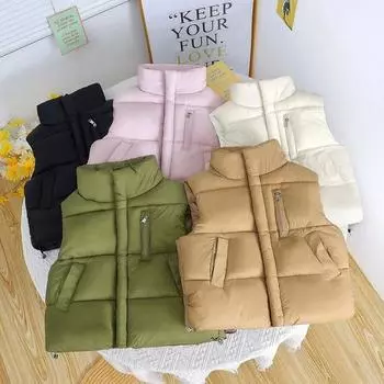 Дети Моды Мальчики Девочки Дети Осень Зима Одежда Жилет Молния Пуховик Парка Жилет Уличная Одежда 160cm чёрный