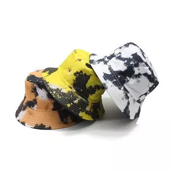 Дети носят окрашенные в галстуки рыбацкие шляпы с обеих сторон весной и летом Корейская версия хипстерской шляпы-джокера с защитой от солнца на улице