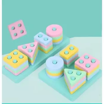 Дети Образовательный Ранний Обучение Геометрическая Фигура Столб Блок Деревянные Строительные Блоки Интеллектуальное Развитие Монтессори Игрушка