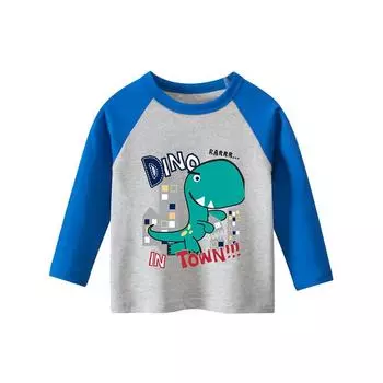 Дети от 1 до 9 лет, весенне-осенний лоскутный цветной топ, пуловер, повседневная рубашка с круглым вырезом, футболка с длинными рукавами и принтом для мальчиков и девочек 90cm белый