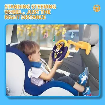 Дети Стоячий руль Игрушка Заднее сиденье автомобиля Симулятор вождения Руль Интерактивная музыкальная игрушка Малыши Мальчики Девочки Имитация вождения Обучающая A синий