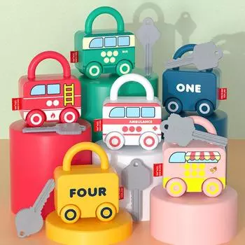 Дети учатся разблокировать игрушки Детские цифровые буквы Ключ Пары Детский сад Раннее образование Головоломка Машинка Игрушка Монтессори Игры A boxed