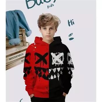 Дети Улыбающийся Принт Толстовки Мальчики Одежда Модный Повседневный Пуловер Мальчик С Капюшоном Длинный Рукав Толстовка Для Детей Весенние Детские Топы 140