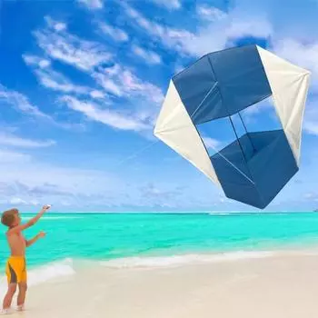 Дети Взрослые 3D Воздушный змей Легко управлять Сверхпрочный Открытый Пляж Парк Газон Для начинающих Семья Малыши Мальчики Девочки Красочные сетки Летающий воздушный змей игрушка белый/синий