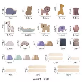 Дети в зоопарке из больших кубиков сосредотачиваются на координации рук и глаз. Деревянные игрушки для мужчин и женщин.