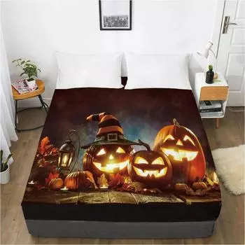 Детская эластичная простыня с рисунком Хэллоуина и эластичной лентой, наматрасник, покрывало для детей, детская смерть 135x200 Deep 30cm
