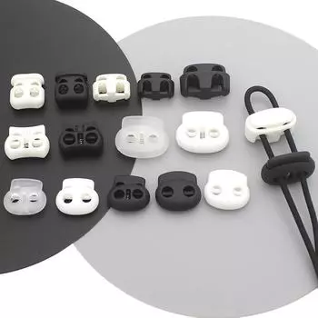 Детская эластичная пряжка-свиной нос с двумя отверстиями для курток, обуви и шапок 2# чёрный