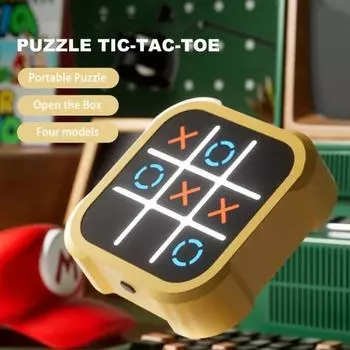 Детская электрическая игровая консоль, игрушка 3-в-1 XO, розетка-головоломка, шахматная игра на память, портативный образовательный портативный игровой автомат для малышей, подарок для мальчиков и девочек жёлтый