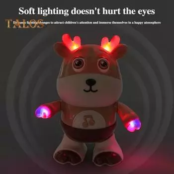 Детская электрическая игрушка корова со светодиодной подсветкой, музыкой, пением, танцами, мультфильмами, молочный скот, ползающая игрушка для малышей, интерактивная, обучающая, с подвижными глазами, животное коричневый