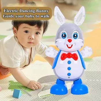 Детская электрическая игрушка кролик со светодиодной подсветкой, музыкой, пением, танцами, мультяшным кроликом