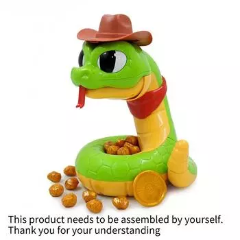 Детская электрическая игрушка-погремушка «Гремучая змея» на батарейках, настольная игра-трюк с мультяшной змеей, ковбойской шляпой и сокровищами-монетами, интерактивные звуковые эффекты для Рождества зелёный