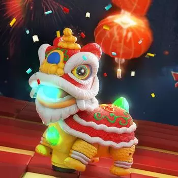 Детская электрическая игрушка «Танец льва» со светодиодной подсветкой и музыкой для малышей, мальчиков и девочек красный