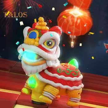 Детская электрическая игрушка «Танец льва» со светодиодной подсветкой и музыкой для малышей, мальчиков и девочек, качающая головой, ходячая, мультяшная, бодрствующая, игрушка «Лев», украшение на китайский Новый год красный