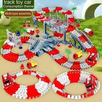 Детская электрическая игрушка-трек Пожарная сигнализация Мини-набор машинок Головоломка для мальчиков Игрушка-трек Пожарная машина игрушка для детей на день рождения Рождественские подарки