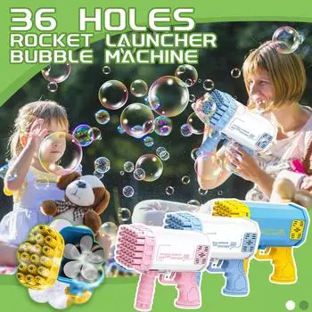 Детская электрическая машина для пузырей с 36 отверстиями, игрушка для мальчиков и девочек, милая уличная игрушка One Size розовый