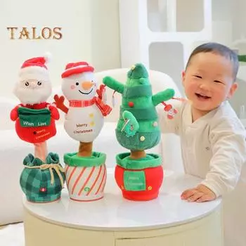 Детская электрическая рождественская игрушка, говорящая, танцующая, поющая, горшечный снеговик, Санта-Клаус, рождественская елка, интерактивная игрушка, украшение для праздничного стола Snowman