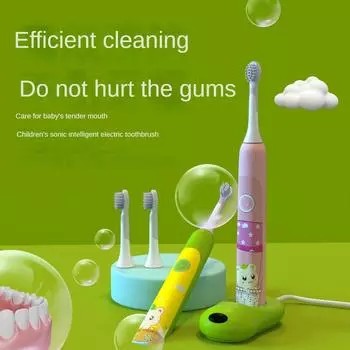 Детская электрическая зубная щетка 2-12 лет детская магнитная левитация автоматическая звуковая зубная щетка мягкая щетина розовый