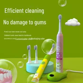 Детская электрическая зубная щетка: Беспроводная, Магнитная левитация, Звуковая, Мягкая щетина, Для детей от 2 до 12 лет розовый