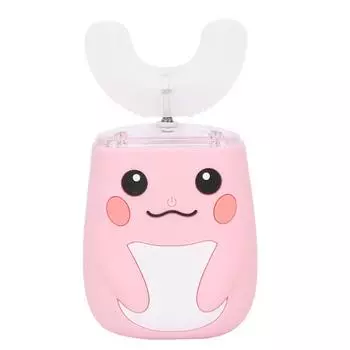 Детская электрическая зубная щетка для чистки зубов Массажная водонепроницаемая автоматическая зубная щетка UShape(розовый ) розовый