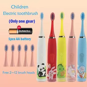 Детская электрическая зубная щетка с героями мультфильмов для детей со сменной головкой, ультразвуковая водонепроницаемая перезаряжаемая звуковая зубная щетка IPX7