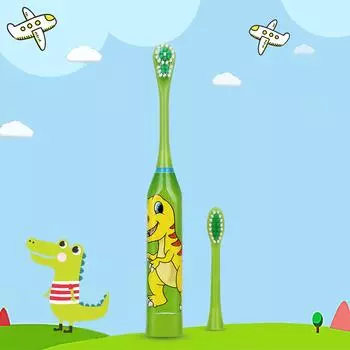 Детская электрическая зубная щетка с мультяшным узором, двусторонние насадки для зубных щеток для детей красный