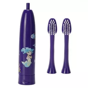 Детская электрическая зубная щетка с мультяшным рисунком, водонепроницаемая щетка для чистки зубов для детей, фиолетовая