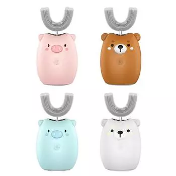 Детская электрическая зубная щетка с рисунком Blu-ray, отбеливающая щетка для зубов, перезаряжаемая водонепроницаемая звуковая W 2-6 years розовый