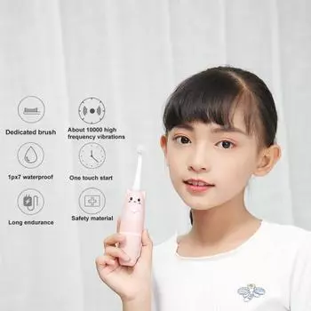 Детская электрическая зубная щетка с удобной ручкой, детский инструмент для полости рта, компактная полезная звуковая автоматическая щетка для ванной комнаты синий