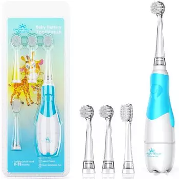 Детская электрическая зубная щетка Sonic Infant с технологией Sonic и умным светодиодным таймером для детей в возрасте от 0 до 3 лет (синий)