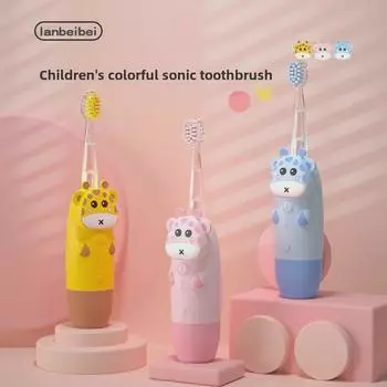 Детская электрическая зубная щетка Sonic с мягкой щетиной DuPont, возраст 2-12 лет, перезаряжаемая Pink Deer Battery Model