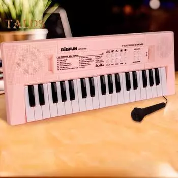 Детская электронная пианино-клавиатура с микрофоном, 37 клавиш, многофункциональный музыкальный инструмент, игрушка для малышей, мальчиков и девочек, питание от USB-батарейки, обучающая чёрный