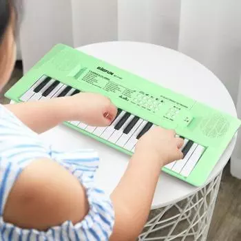 Детская электронная пианино-клавиатура с микрофоном, 37 клавиш, многофункциональный музыкальный инструмент, игрушка для малышей, мальчиков и девочек, питание от USB-батарейки, обучающая чёрный