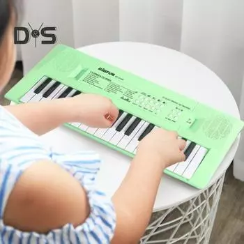 Детская электронная пианино-клавиатура с микрофоном, 37 клавиш, многофункциональный музыкальный инструмент, игрушка для малышей, мальчиков и девочек, питание от USB-батарейки, обучающая чёрный