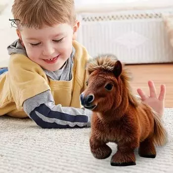 Детская электронная плюшевая игрушка пони, ходячая интерактивная лошадка, мягкая игрушка для малышей, мальчиков и девочек, образовательная игрушка-симулятор в виде животного белый