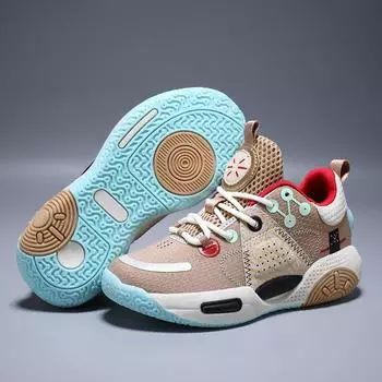 Детская баскетбольная обувь Подростковые ученики начальной школы Профессиональные тренировочные кроссовки Детская обувь Спортивная обувь для мальчиков 31 коричневый