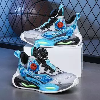 Детская баскетбольная обувь, сетчатая обувь для мальчиков, повседневная обувь 40 синий