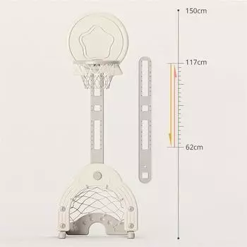 Детская баскетбольная стойка, регулируемая баскетбольная рама 3 в 1, футбольные ворота, комплект баскетбольных стоек для использования в помещении и на улице кремовый