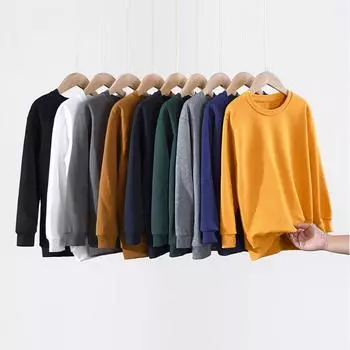 Детская базовая футболка с длинными рукавами, хлопковая футболка с круглым вырезом для детей и малышей для мальчиков и девочек 120cm темно-синий