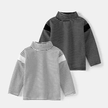 Детская базовая рубашка 2023 Полосатая футболка с длинными рукавами для мальчиков 90cm