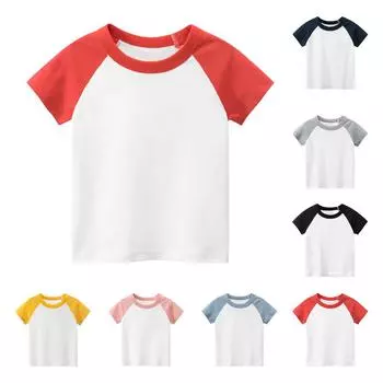 Детская бейсбольная хлопковая футболка, модная однотонная рубашка 140