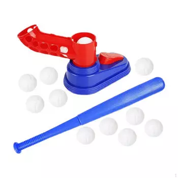 Детская бейсбольная машина для подачи с битами и 10 бейсбольными мячами Тренировочный подарок на заднем дворе Игры Развлечения