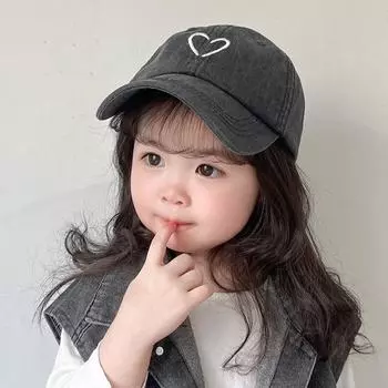 Детская бейсболка Детская кепка с козырьком Солнцезащитная шляпа с узором в виде сердца для мальчиков и девочек синий