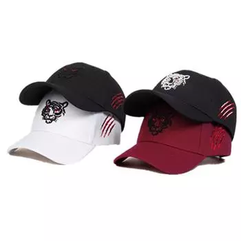 Детская бейсболка из хлопка с вышивкой тигра для мальчиков и девочек, весенние и осенние уличные шляпы, модная кепка для отдыха с защитой от солнца, кепка в стиле хип-хоп чёрный