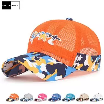 Детская бейсболка NORTHWOOD, сетчатые шапки для детей, летние спортивные камуфляжные кепки для мальчиков и девочек, размеры 52-54 см 52-54 cm белый