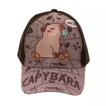 Детская бейсболка с мультяшным принтом капибары, универсальная шляпа для мальчиков и девочек, милая уличная кепка с козырьком для защиты от солнца, подарки