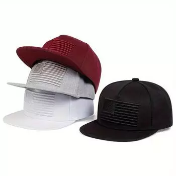 Детская бейсболка с вышивкой американского флага, регулируемая хлопковая бейсболка для мальчиков и девочек, кепки в стиле хип-хоп, дорожные шляпы чёрный